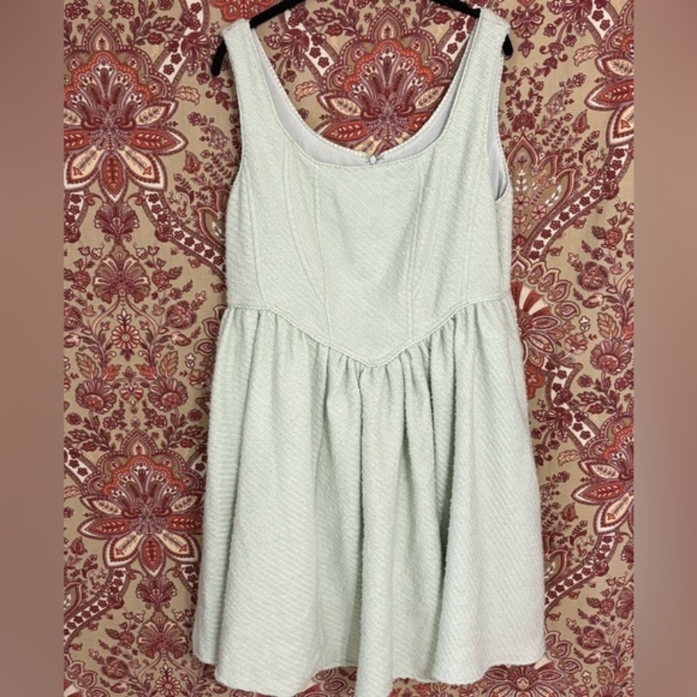 NWT IN LOOM L Pistachio Cream Drop Waist tulle skirt sleeveless dress-VTG look